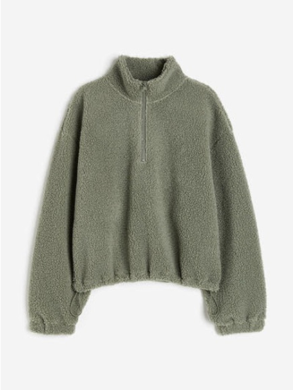 H&M Olive Green Half-Zip Teddy Jacket